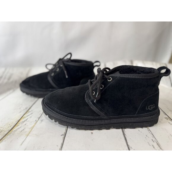 Ugg Neumel Black Suede Chukka Boots Size 8 Lace-Up Casual Shoes - Picture 3 of 6